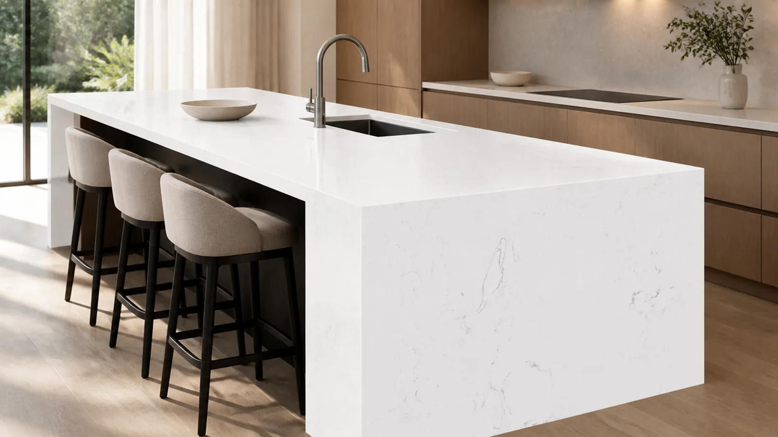 White Snow White Fine Gray Vein Recycled Marble Sintered Stone Slabs for Kitchen Countertops thumbnail 5