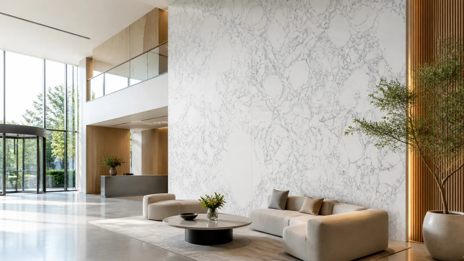 White Crystal White Gray Breccia Pattern Recycled Marble Sintered Stone Slabs for Statement   Walls thumbnail 3