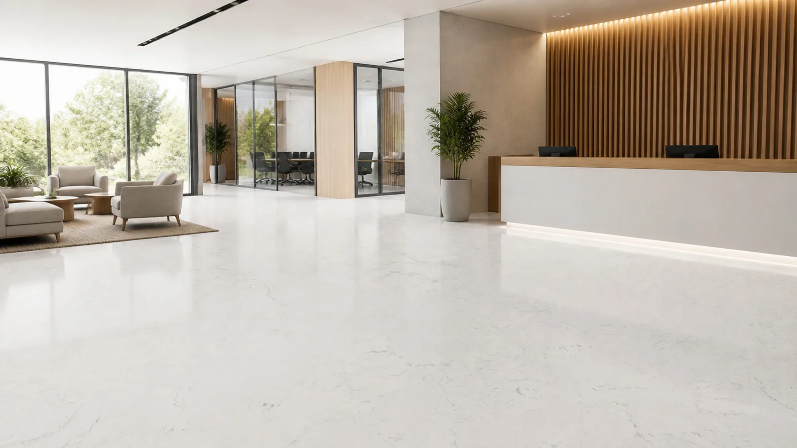 White Frost White Scattered Mineral Pattern Recycled Marble Sintered Stone Slabs for  Lobby Floors thumbnail 3