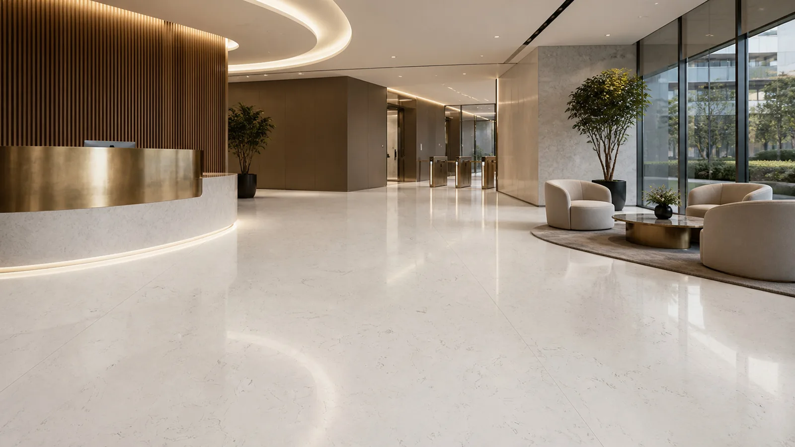 White Frost White Scattered Mineral Pattern Recycled Marble Sintered Stone Slabs for  Lobby Floors thumbnail 4