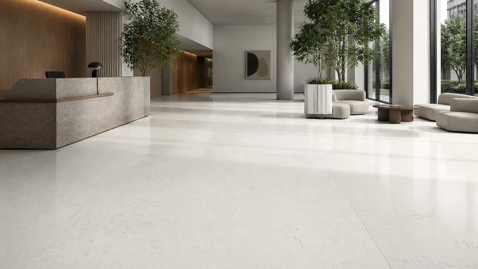 White Frost White Scattered Mineral Pattern Recycled Marble Sintered Stone Slabs for  Lobby Floors thumbnail 5