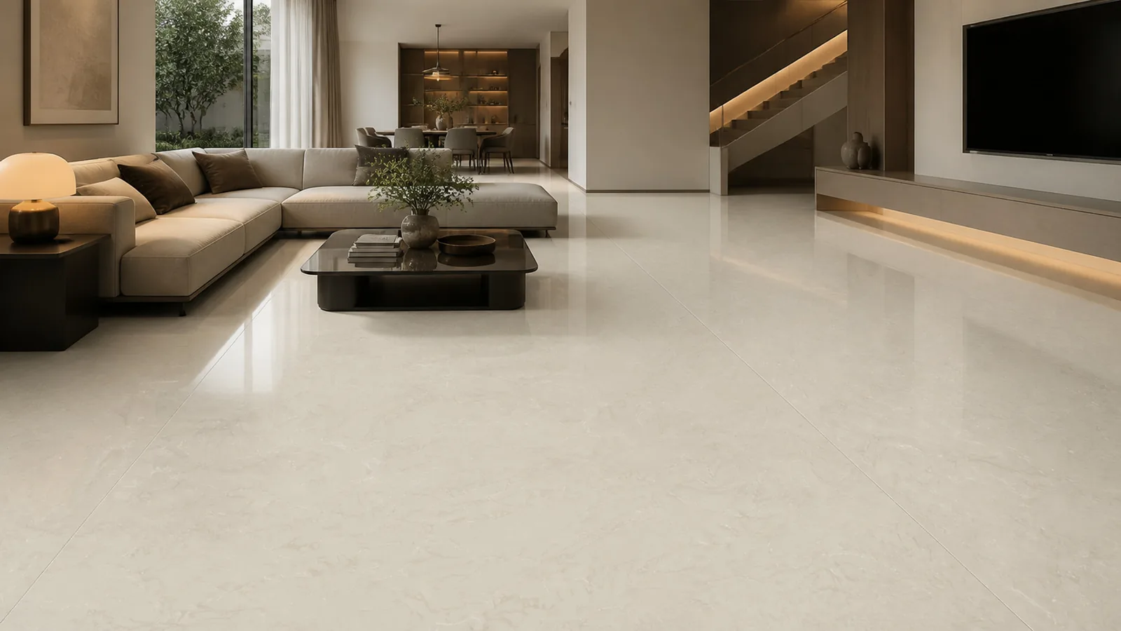 Ivory Cream White Soft Cloud Vein Recycled Marble Sintered Stone Slabs for Residential Flooring thumbnail 4