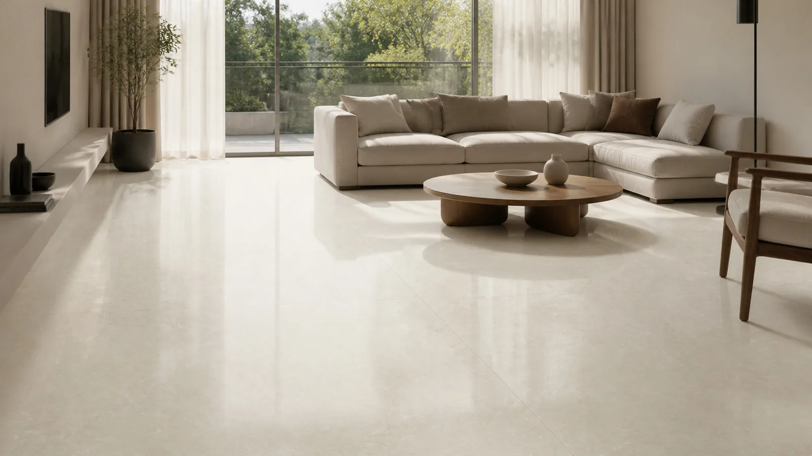 Ivory Cream White Soft Cloud Vein Recycled Marble Sintered Stone Slabs for Residential Flooring thumbnail 5