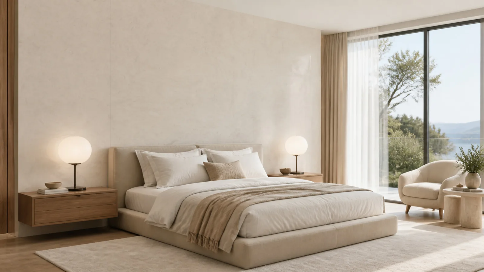 Beige Peach Beige Gentle Ripple Vein Recycled Marble Sintered Stone Slabs for Bedroom Feature Walls thumbnail 3