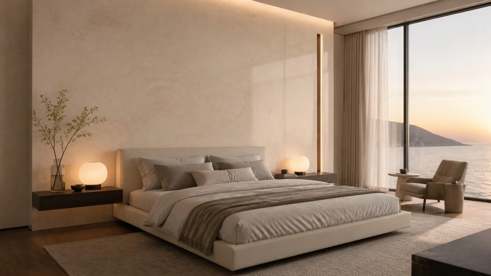 Beige Peach Beige Gentle Ripple Vein Recycled Marble Sintered Stone Slabs for Bedroom Feature Walls thumbnail 4
