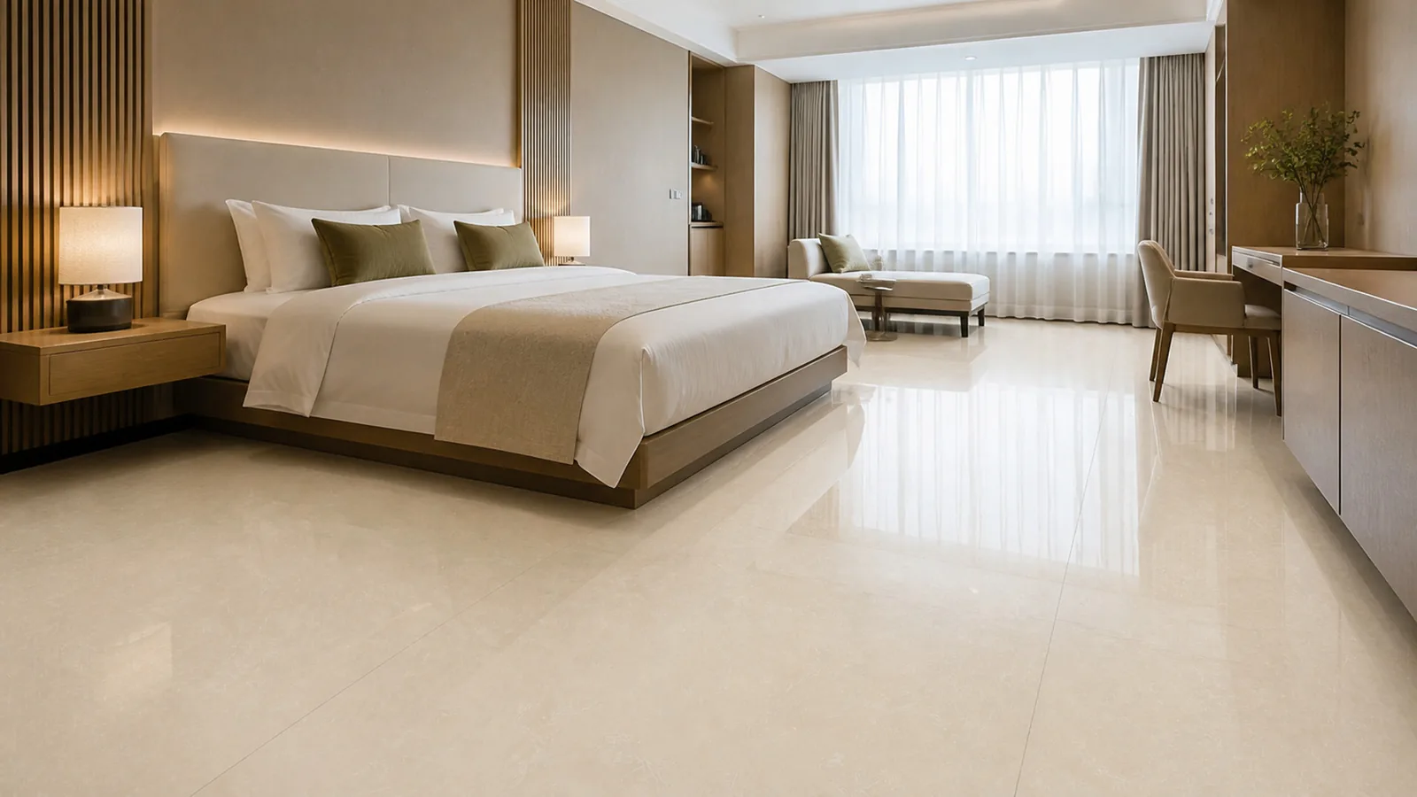 Beige Champagne Beige Fine Feather Vein Recycled Marble Sintered Stone Slabs for Hotel   Floors thumbnail 3
