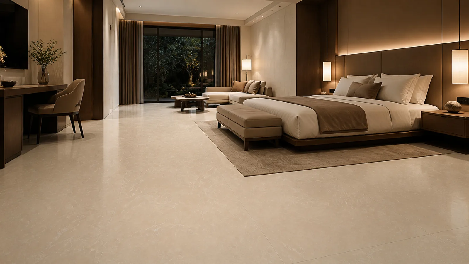 Beige Champagne Beige Fine Feather Vein Recycled Marble Sintered Stone Slabs for Hotel   Floors thumbnail 4