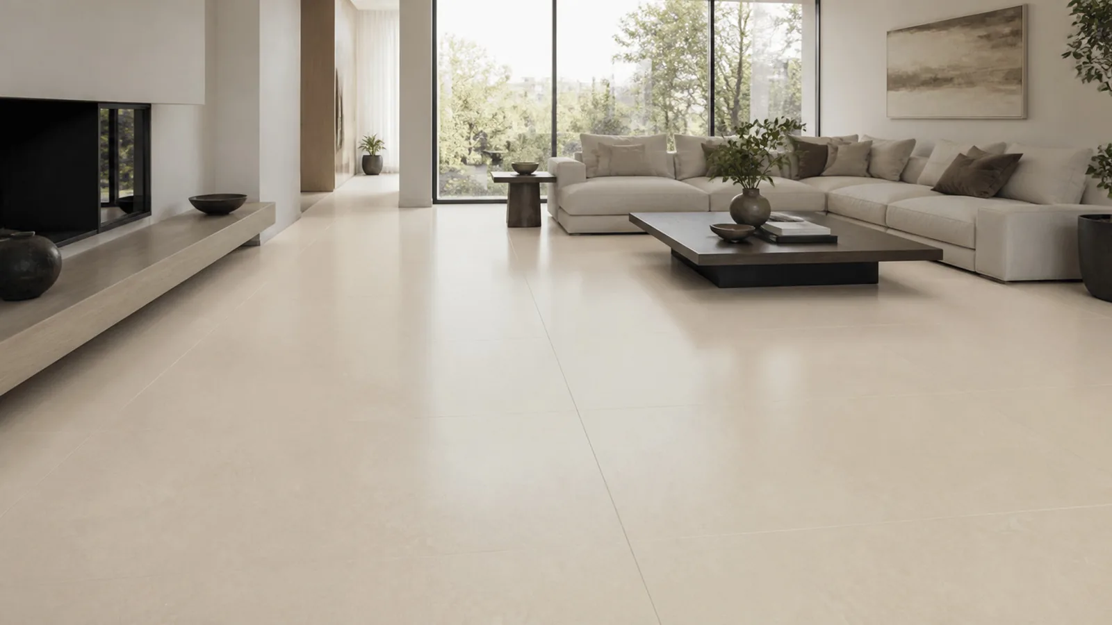 Beige Warm Beige Subtle Mist Vein Recycled Marble Sintered Stone Slabs for Apartment Floors thumbnail 3