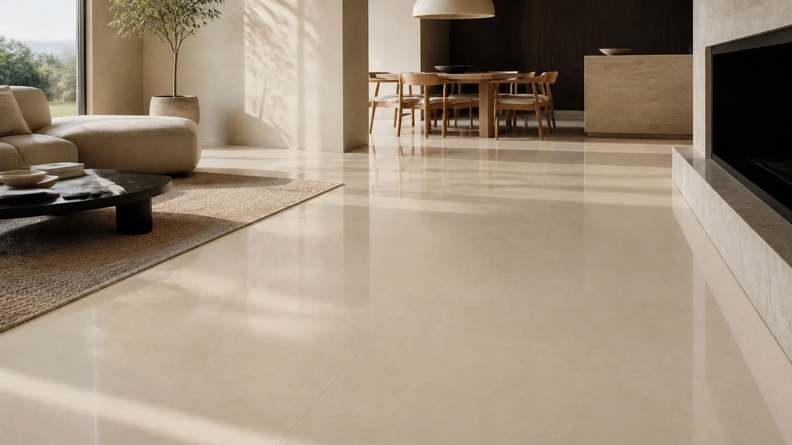 Beige Warm Beige Subtle Mist Vein Recycled Marble Sintered Stone Slabs for Apartment Floors thumbnail 5