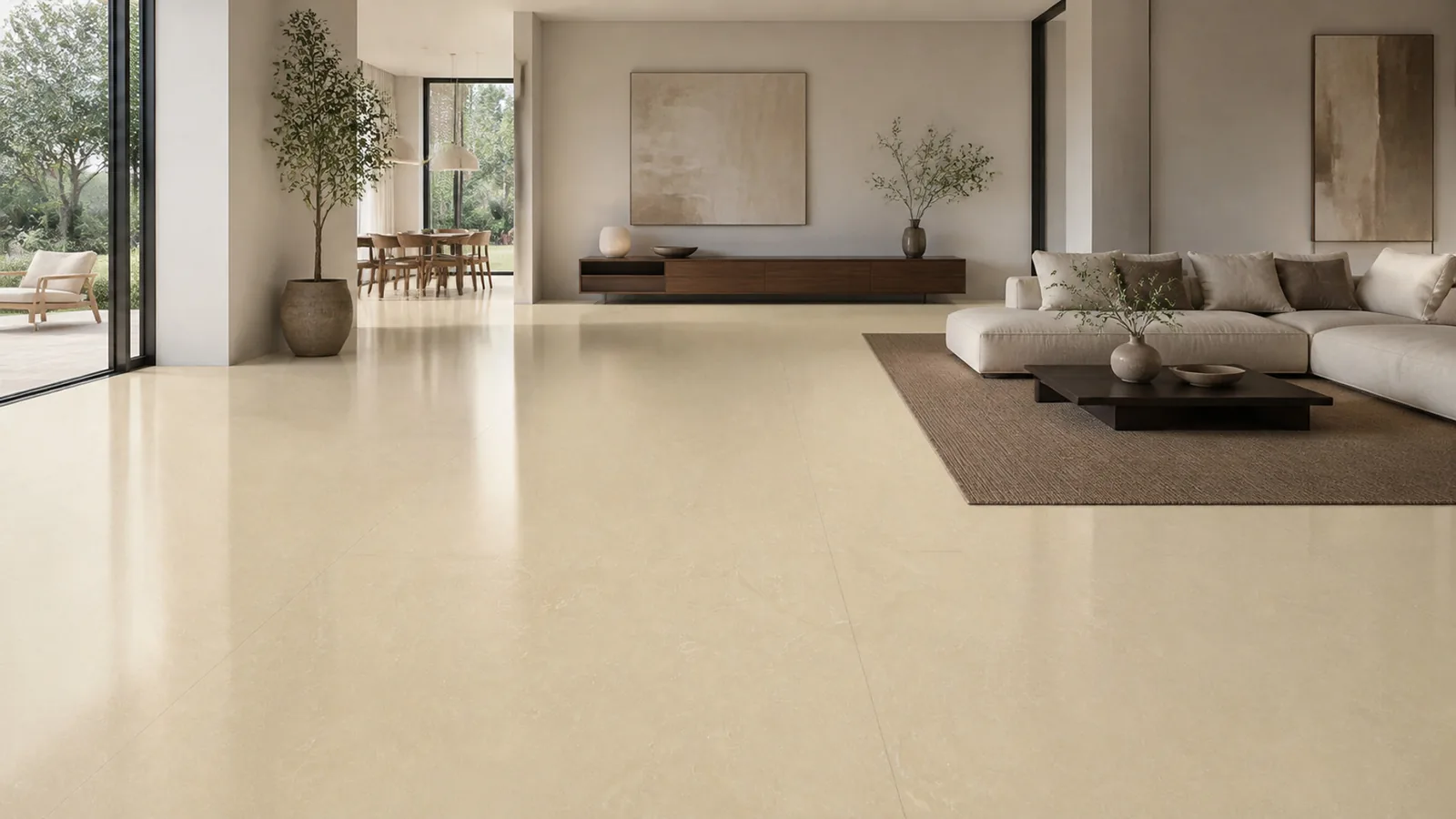Gold Beige Fine Fiber Vein Recycled Marble Sintered Stone Slabs for Living Room Floors thumbnail 3