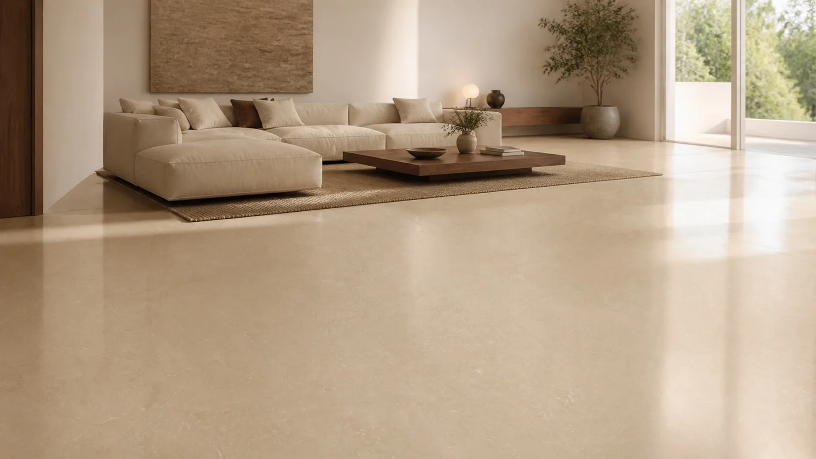 Gold Beige Fine Fiber Vein Recycled Marble Sintered Stone Slabs for Living Room Floors thumbnail 5