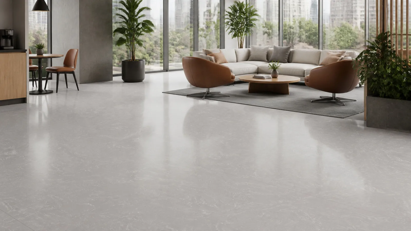 Grey Dove Gray Soft Feather Vein Recycled Marble Sintered Stone Slabs for Office Floors thumbnail 3