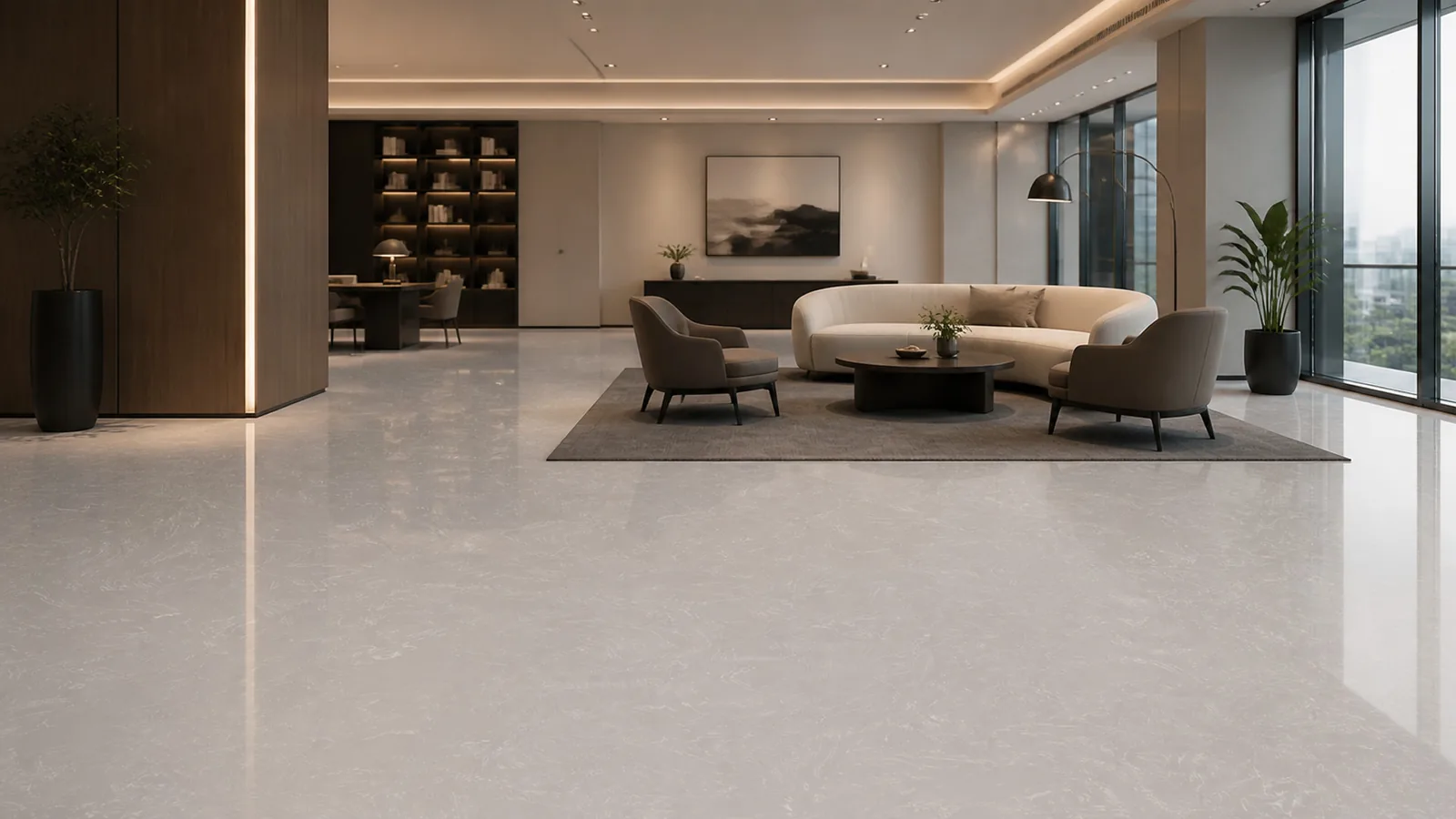 Grey Dove Gray Soft Feather Vein Recycled Marble Sintered Stone Slabs for Office Floors thumbnail 4