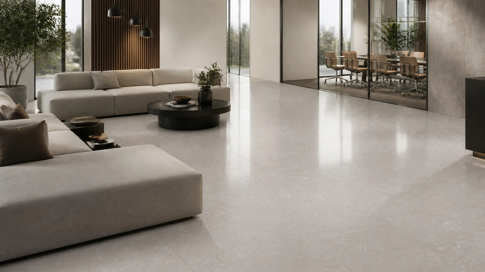 Grey Dove Gray Soft Feather Vein Recycled Marble Sintered Stone Slabs for Office Floors thumbnail 5