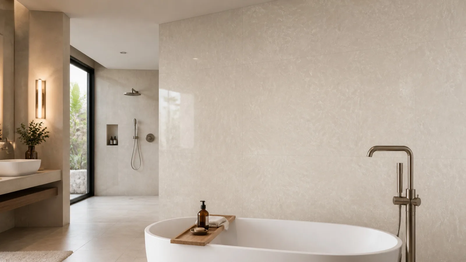 Grey Light Greige Soft Feather Vein Recycled Marble Sintered Stone Slabs for Hotel Bathroom Walls thumbnail 3