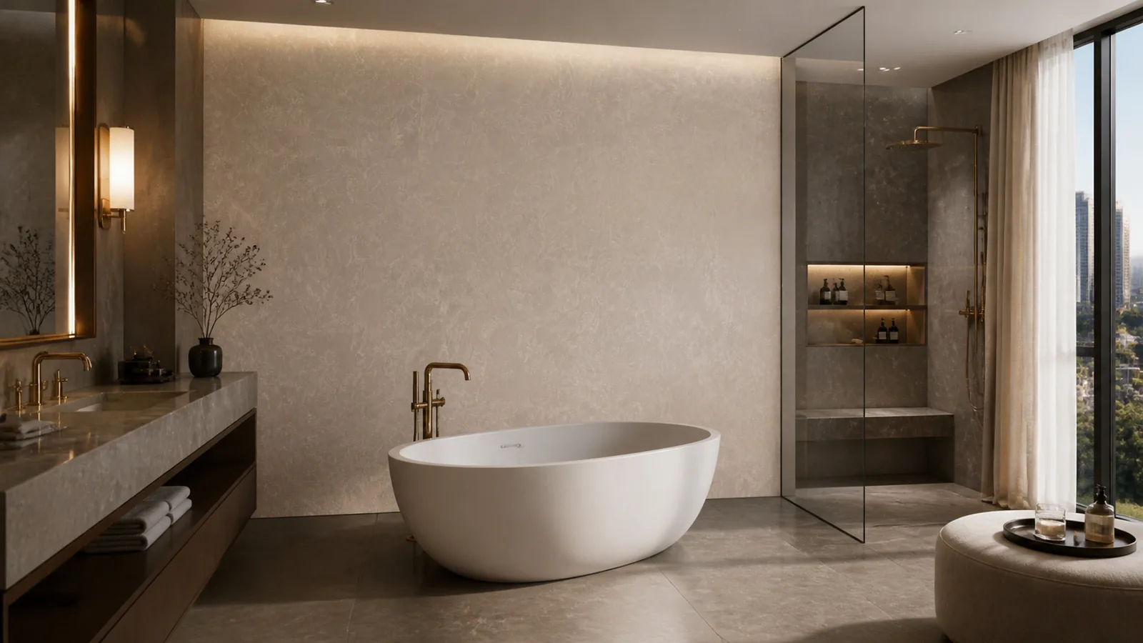 Grey Light Greige Soft Feather Vein Recycled Marble Sintered Stone Slabs for Hotel Bathroom Walls thumbnail 4