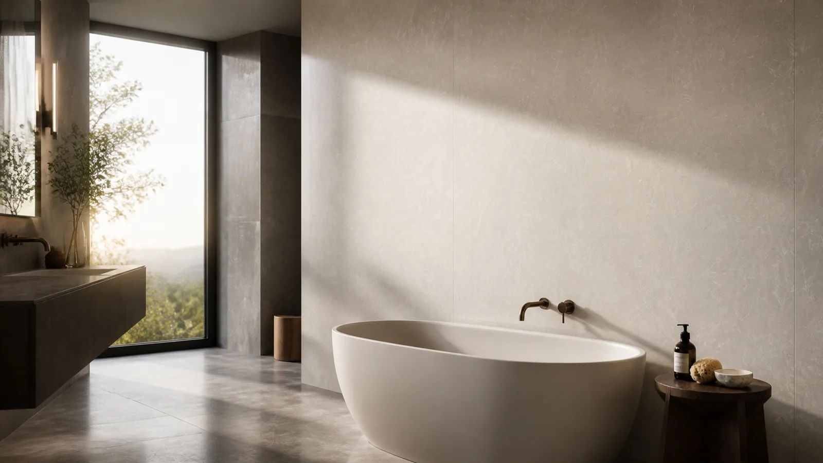 Grey Light Greige Soft Feather Vein Recycled Marble Sintered Stone Slabs for Hotel Bathroom Walls thumbnail 5