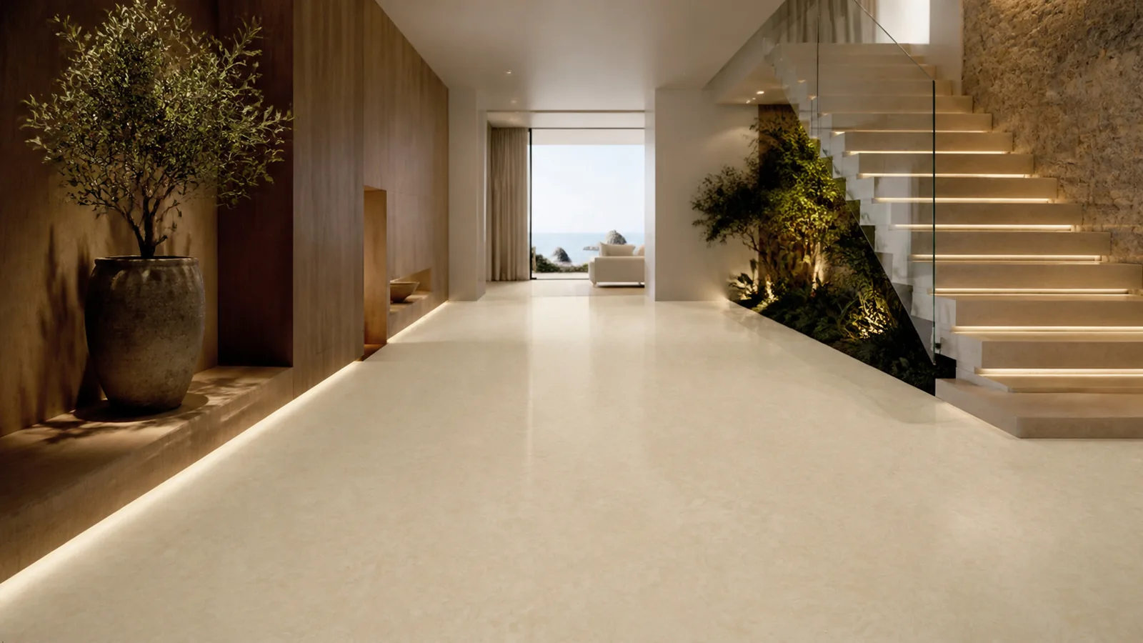 Ivory Pale Cream Gentle Cloud Vein Recycled Marble Sintered Stone Slabs for Villa Hallways thumbnail 4