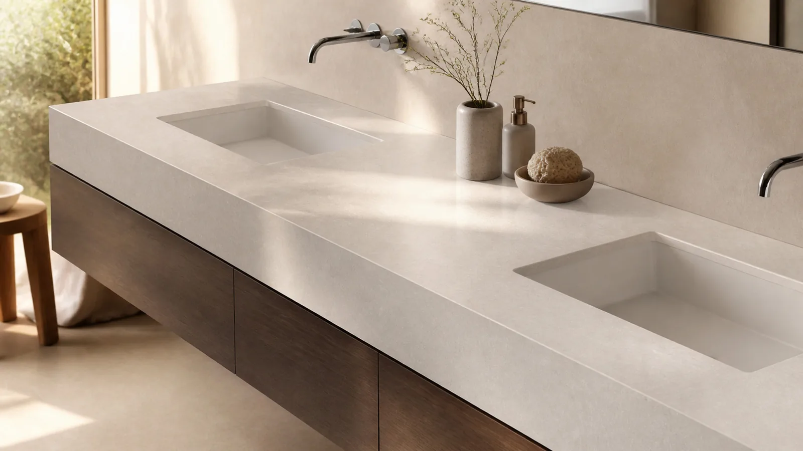 White Pearl White Soft Swirl Vein Recycled Marble Sintered Stone Slabs for Bathroom Vanity Tops thumbnail 5