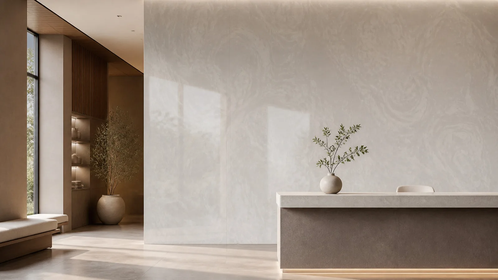 Grey Cloud Gray Circular Swirl Vein Recycled Marble Sintered Stone Slabs for Spa Reception Walls thumbnail 5