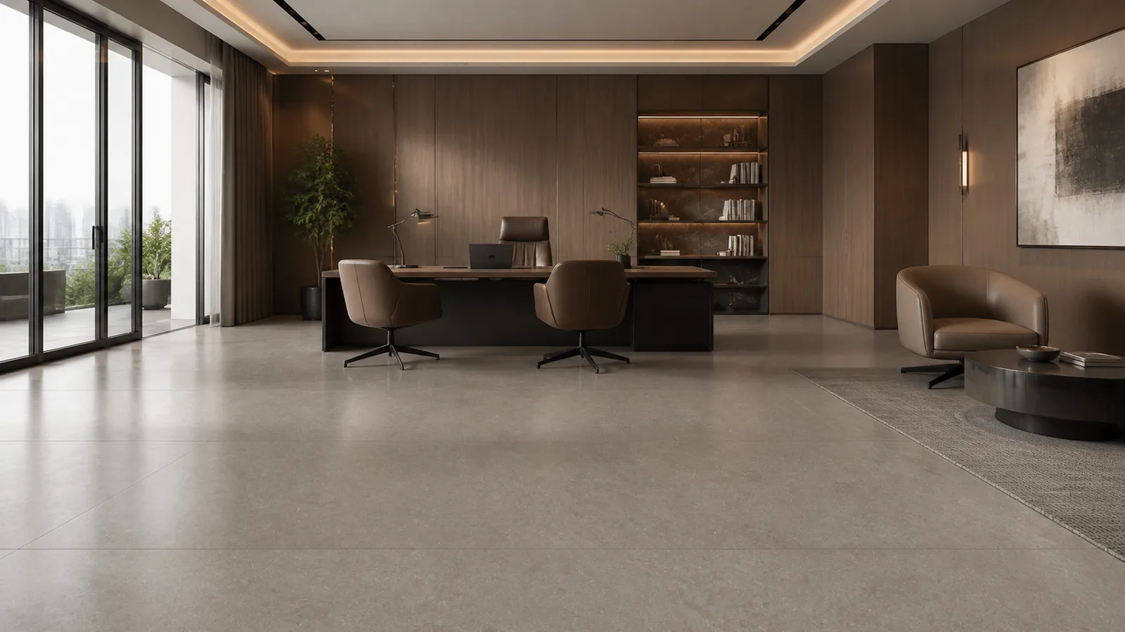 Grey Cement Gray Fine Cloud Vein Recycled Marble Sintered Stone Slabs for Contemporary Office Floors thumbnail 4