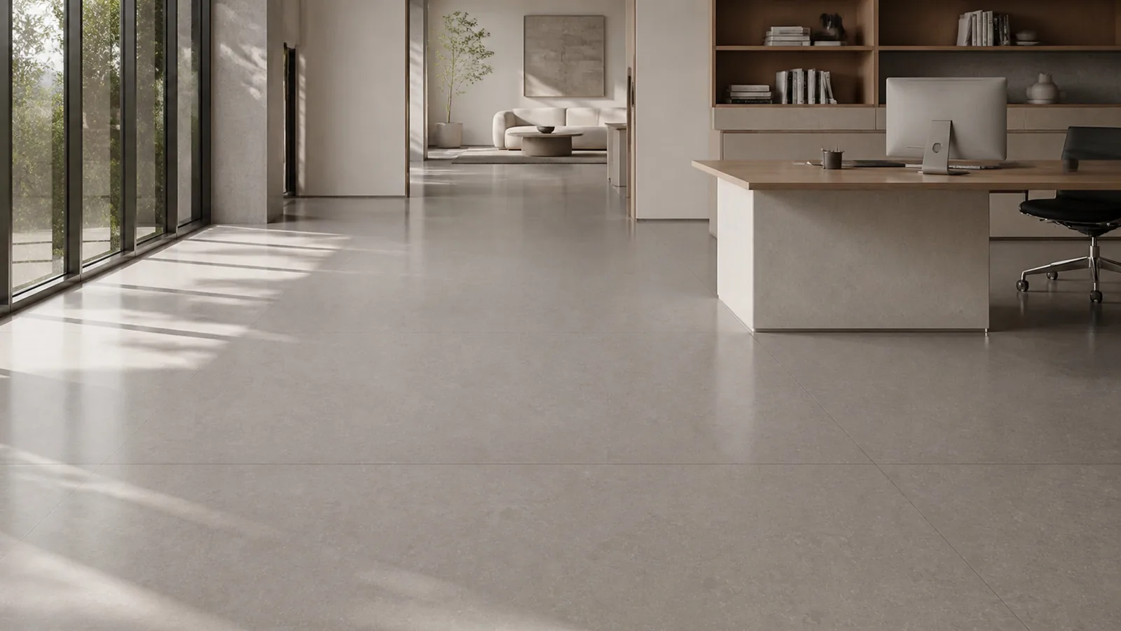 Grey Cement Gray Fine Cloud Vein Recycled Marble Sintered Stone Slabs for Contemporary Office Floors thumbnail 5