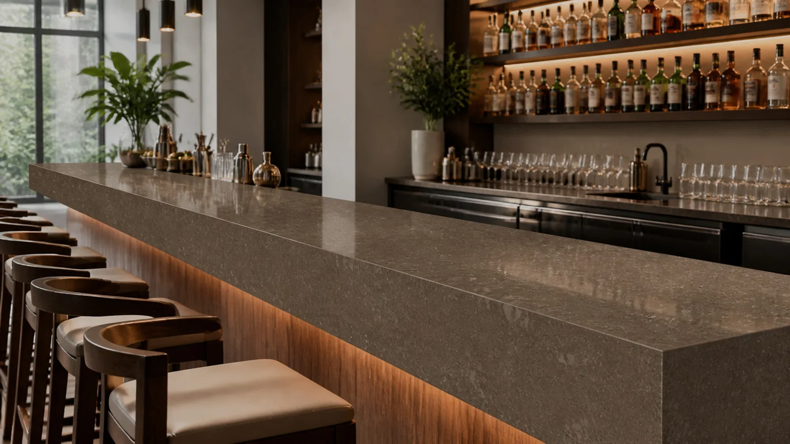 Brown Walnut Brown Organic Cloud Vein Recycled Marble Sintered Stone Slabs for Bar Countertops thumbnail 3