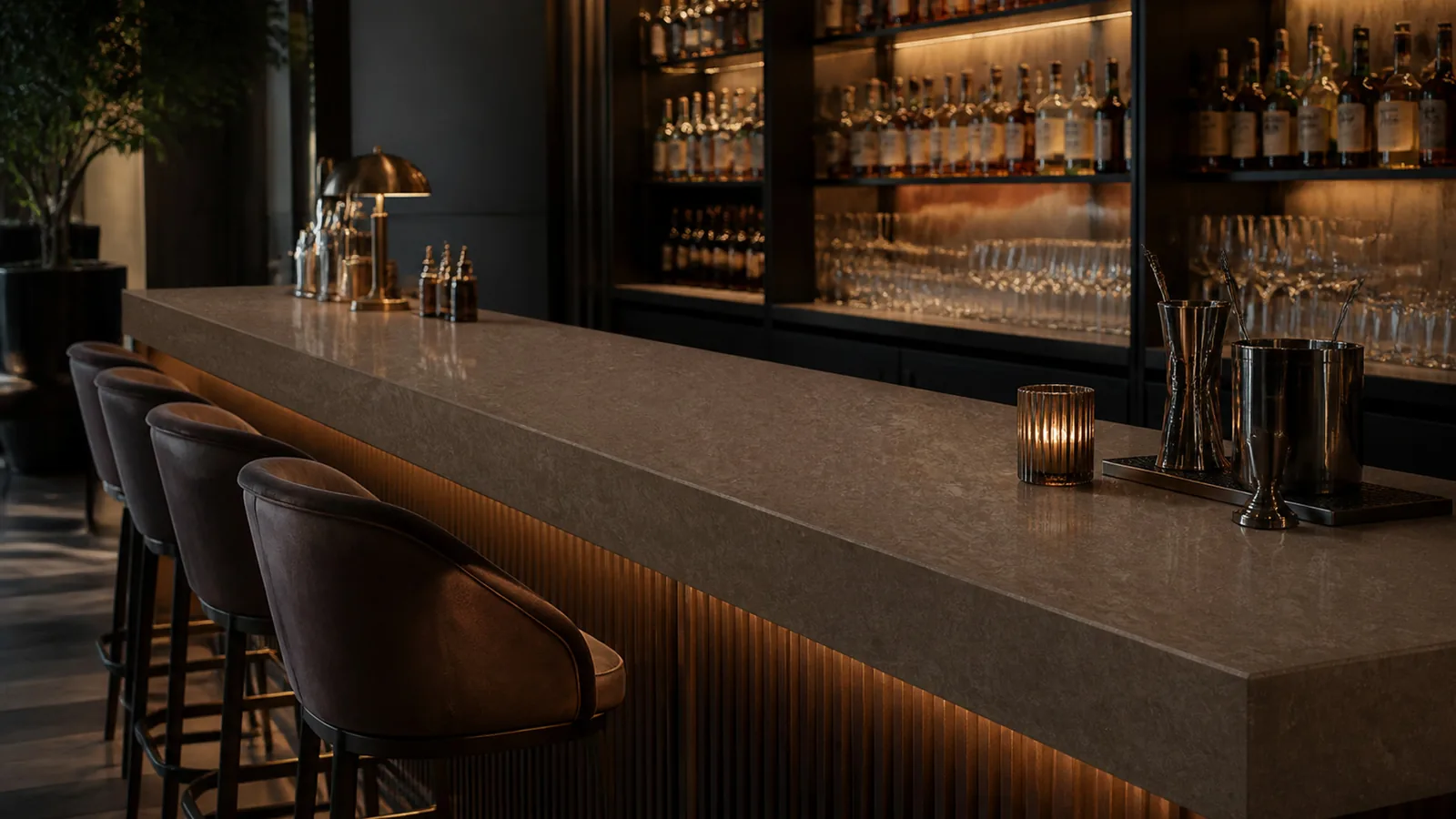 Brown Walnut Brown Organic Cloud Vein Recycled Marble Sintered Stone Slabs for Bar Countertops thumbnail 4
