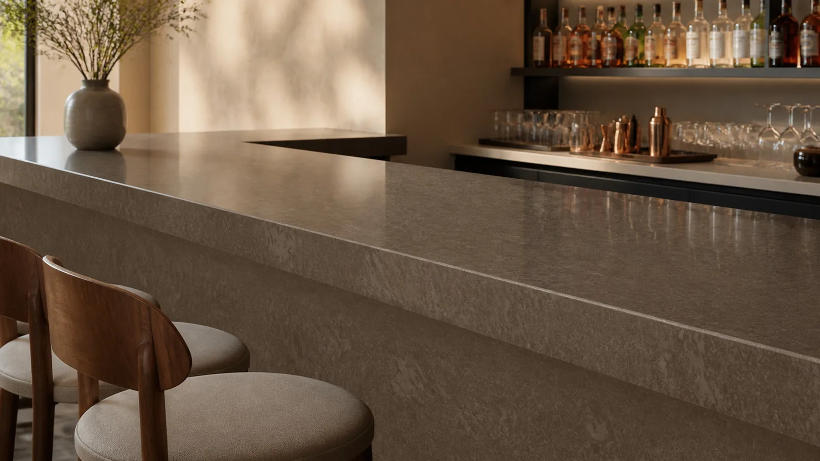Brown Walnut Brown Organic Cloud Vein Recycled Marble Sintered Stone Slabs for Bar Countertops thumbnail 5