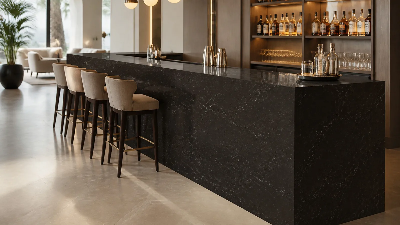 Brown Dark Espresso White Branch Vein Recycled Marble Sintered Stone Slabs for Luxury Bar Counters thumbnail 3