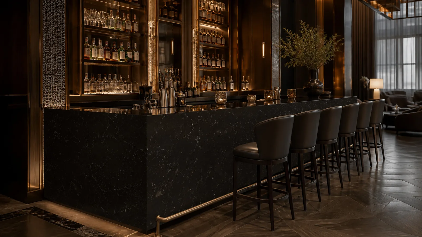Brown Dark Espresso White Branch Vein Recycled Marble Sintered Stone Slabs for Luxury Bar Counters thumbnail 4
