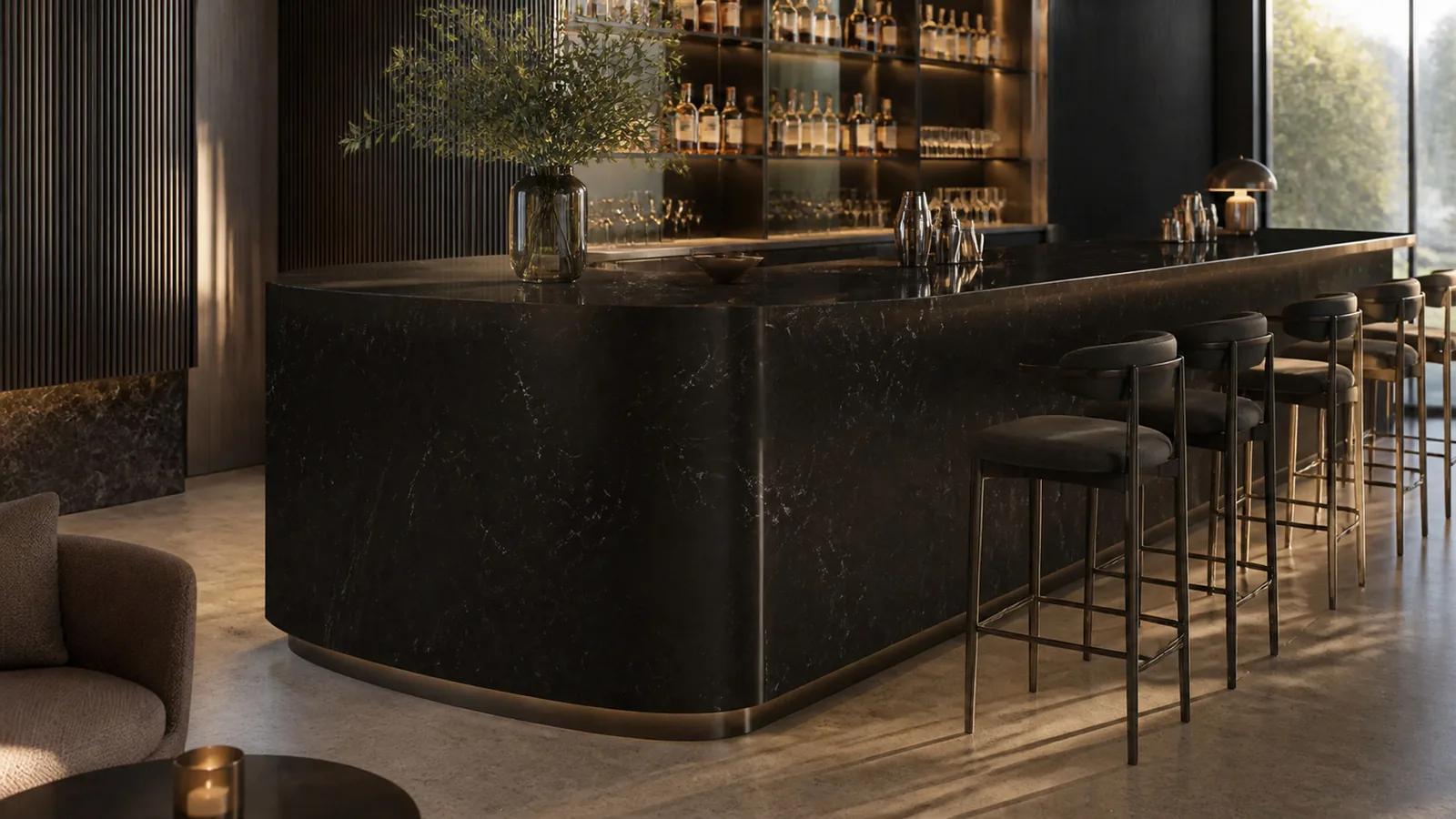 Brown Dark Espresso White Branch Vein Recycled Marble Sintered Stone Slabs for Luxury Bar Counters thumbnail 5