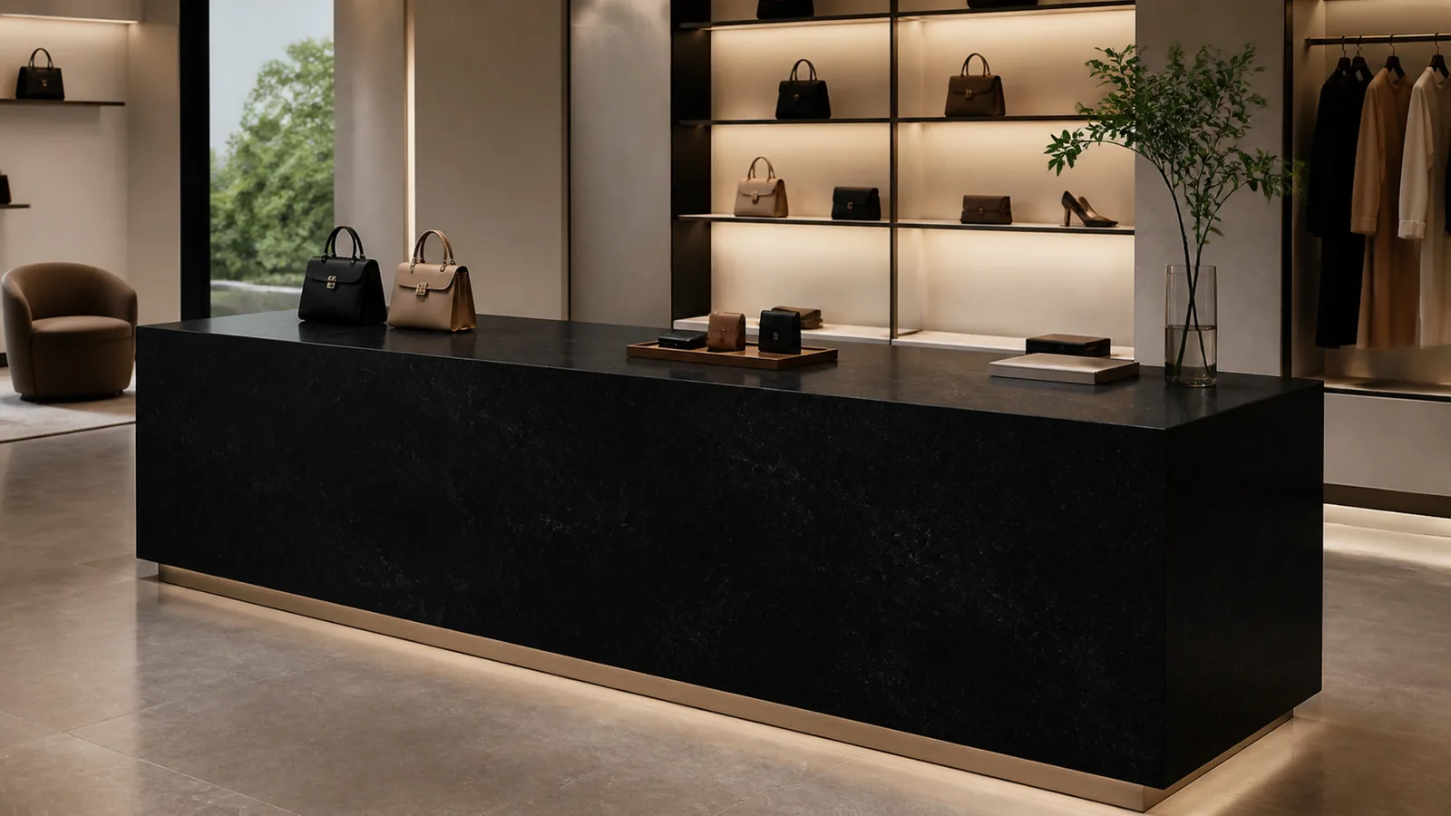 Black Jet Black Subtle Smoke Vein Recycled Marble Sintered Stone Slabs for Boutique Countertops thumbnail 4