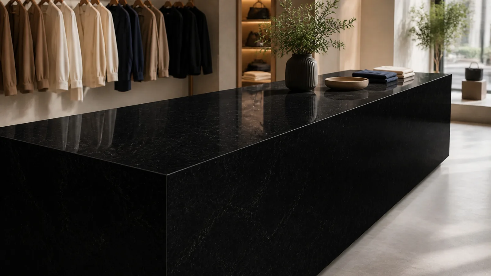 Black Jet Black Subtle Smoke Vein Recycled Marble Sintered Stone Slabs for Boutique Countertops thumbnail 5