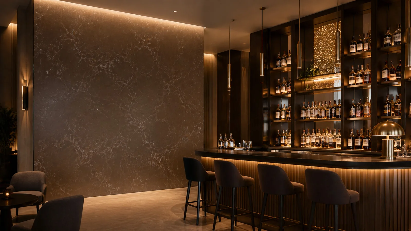 Brown Chocolate Brown Silver Web Vein Recycled Marble Sintered Stone Slabs for Hotel Bar Walls thumbnail 4