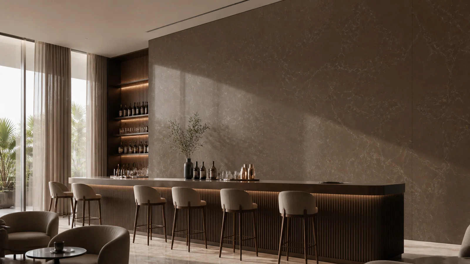 Brown Chocolate Brown Silver Web Vein Recycled Marble Sintered Stone Slabs for Hotel Bar Walls thumbnail 5