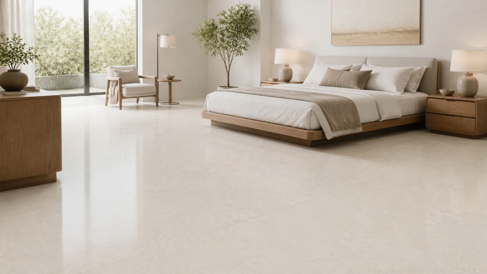 Ivory Cream Gentle Swirl Vein Recycled Marble Sintered Stone Slabs for Bedroom Floors thumbnail 3