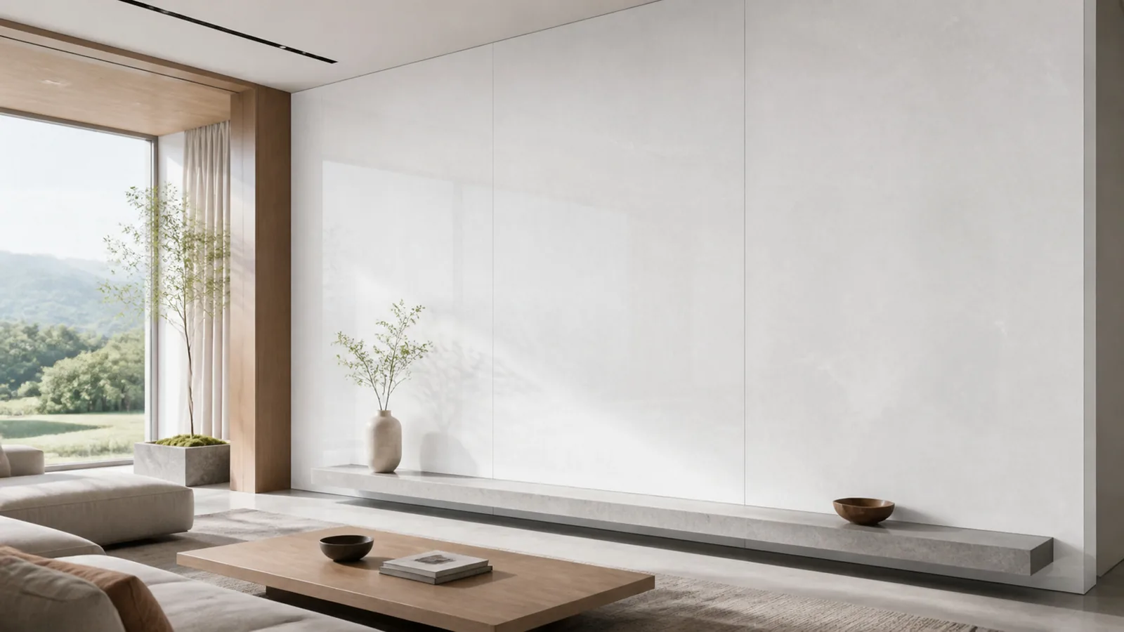 White Pure White Subtle Frost Vein Recycled Marble Sintered Stone Slabs for Clean Interior Walls thumbnail 3