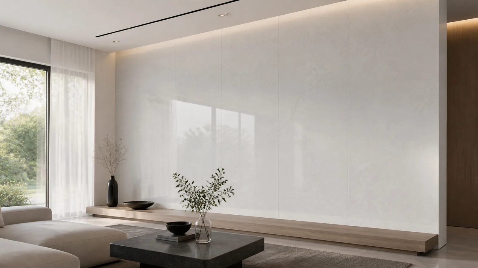 White Pure White Subtle Frost Vein Recycled Marble Sintered Stone Slabs for Clean Interior Walls thumbnail 5