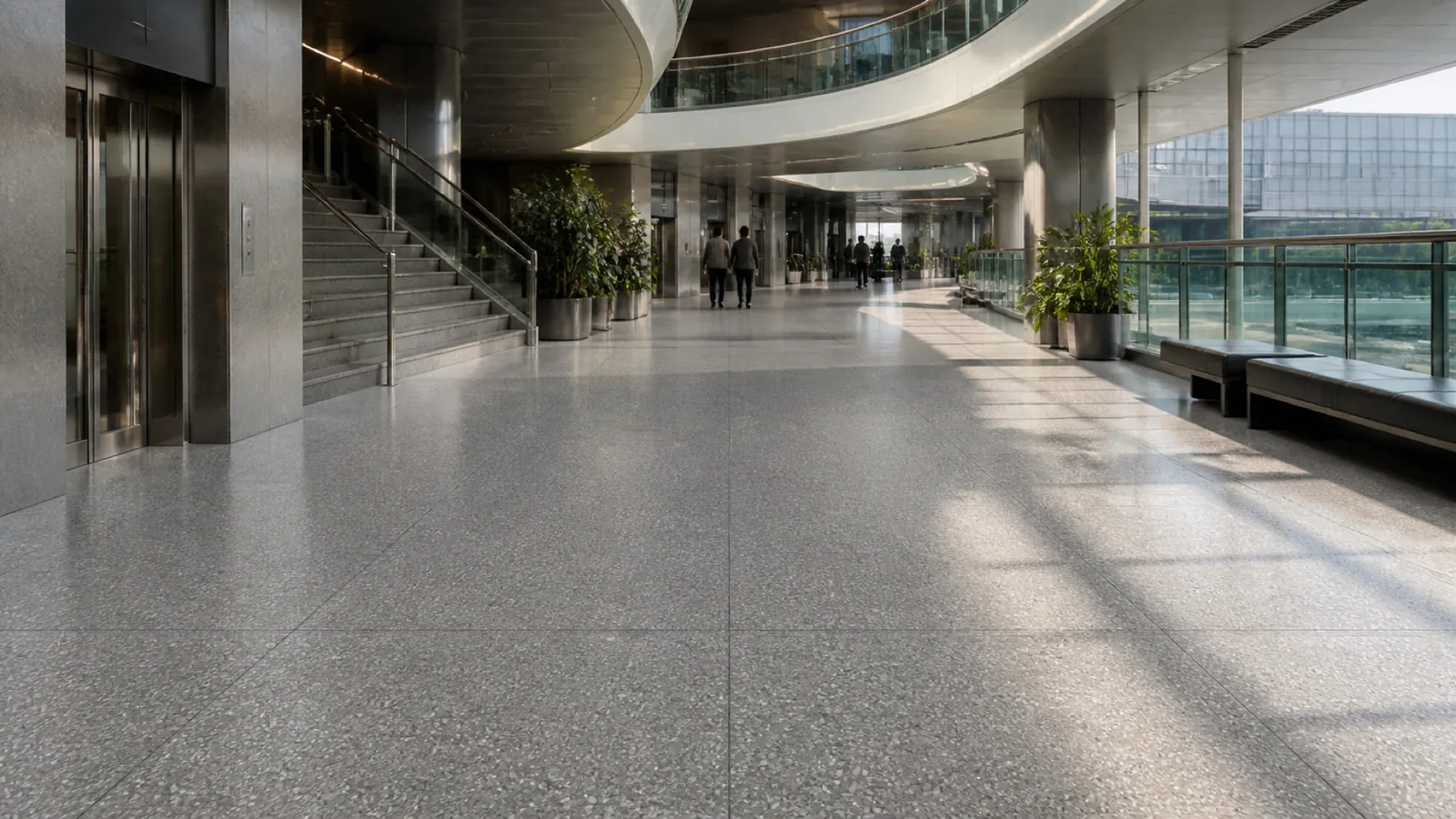 Grey Taupe White-Chip Speckled Sintered Stone Slab for Floors and Stairs thumbnail 5