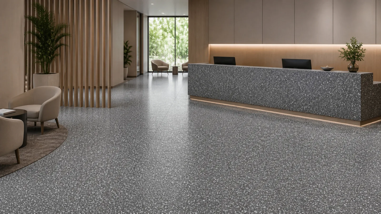 Grey Dark Gray Dense White-Chip Sintered Stone Slab for Business Spaces thumbnail 3