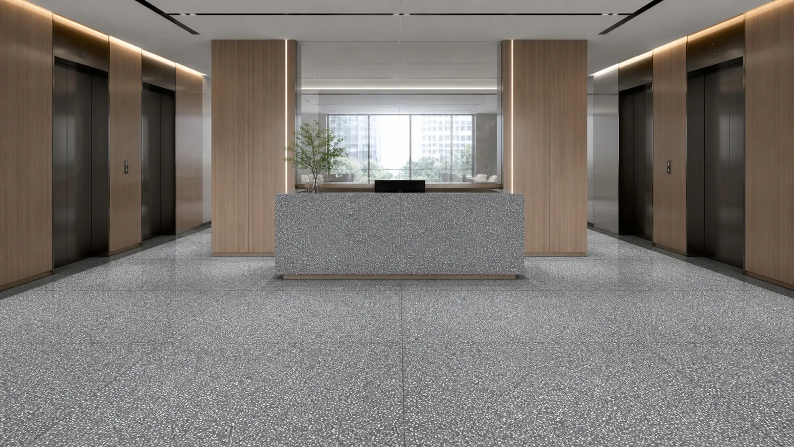 Grey Dark Gray Dense White-Chip Sintered Stone Slab for Business Spaces thumbnail 5