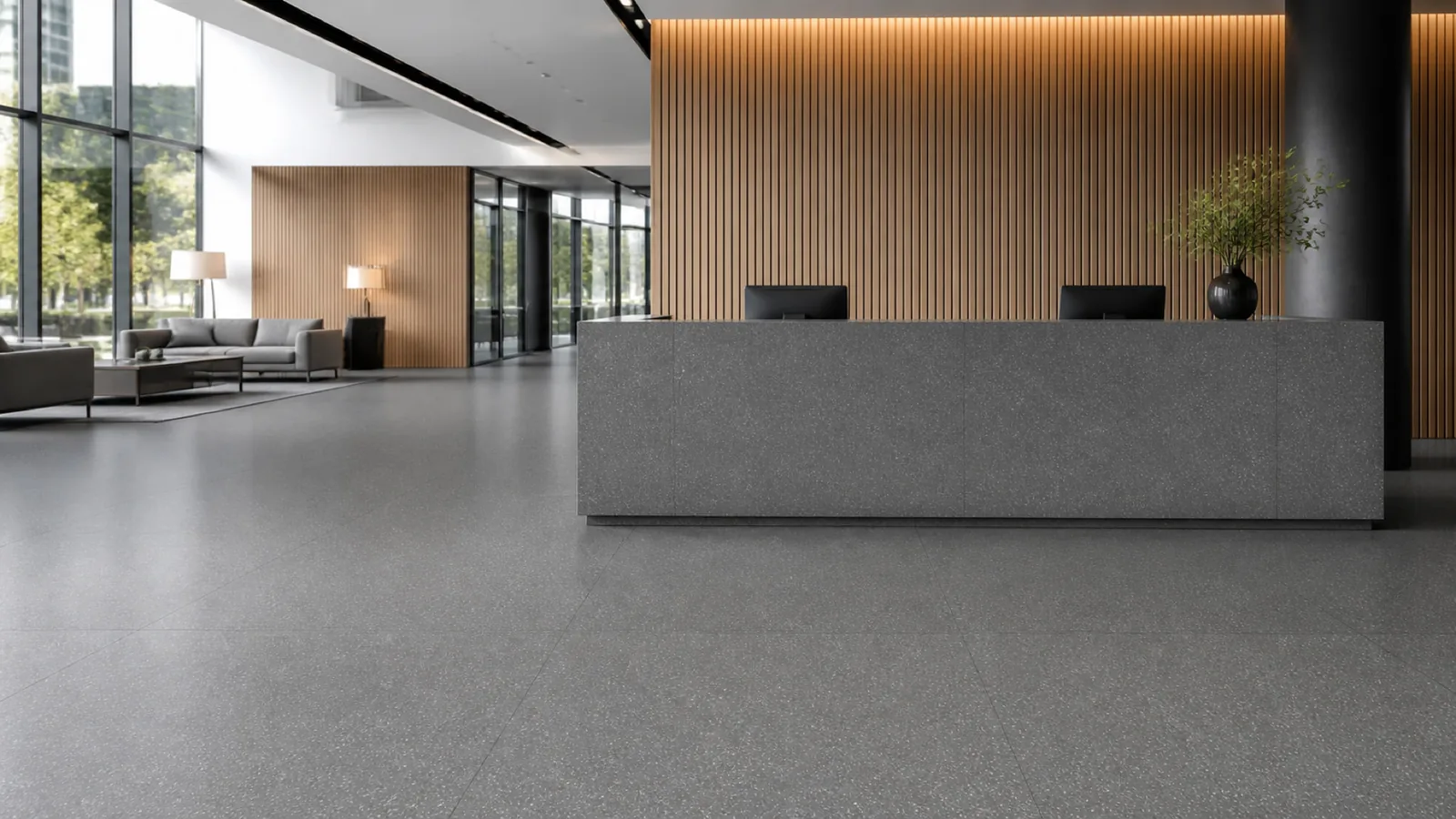 Black Charcoal Subtle Fine-Grain Sintered Stone Slab for Business Spaces thumbnail 3