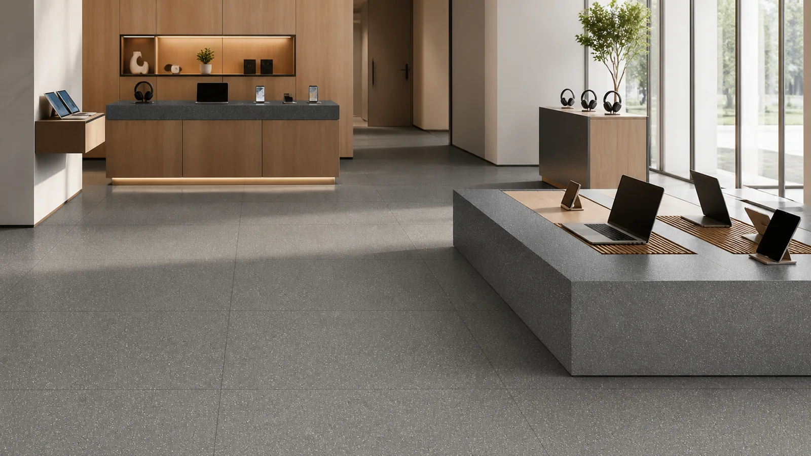 Black Charcoal Subtle Fine-Grain Sintered Stone Slab for Business Spaces thumbnail 4