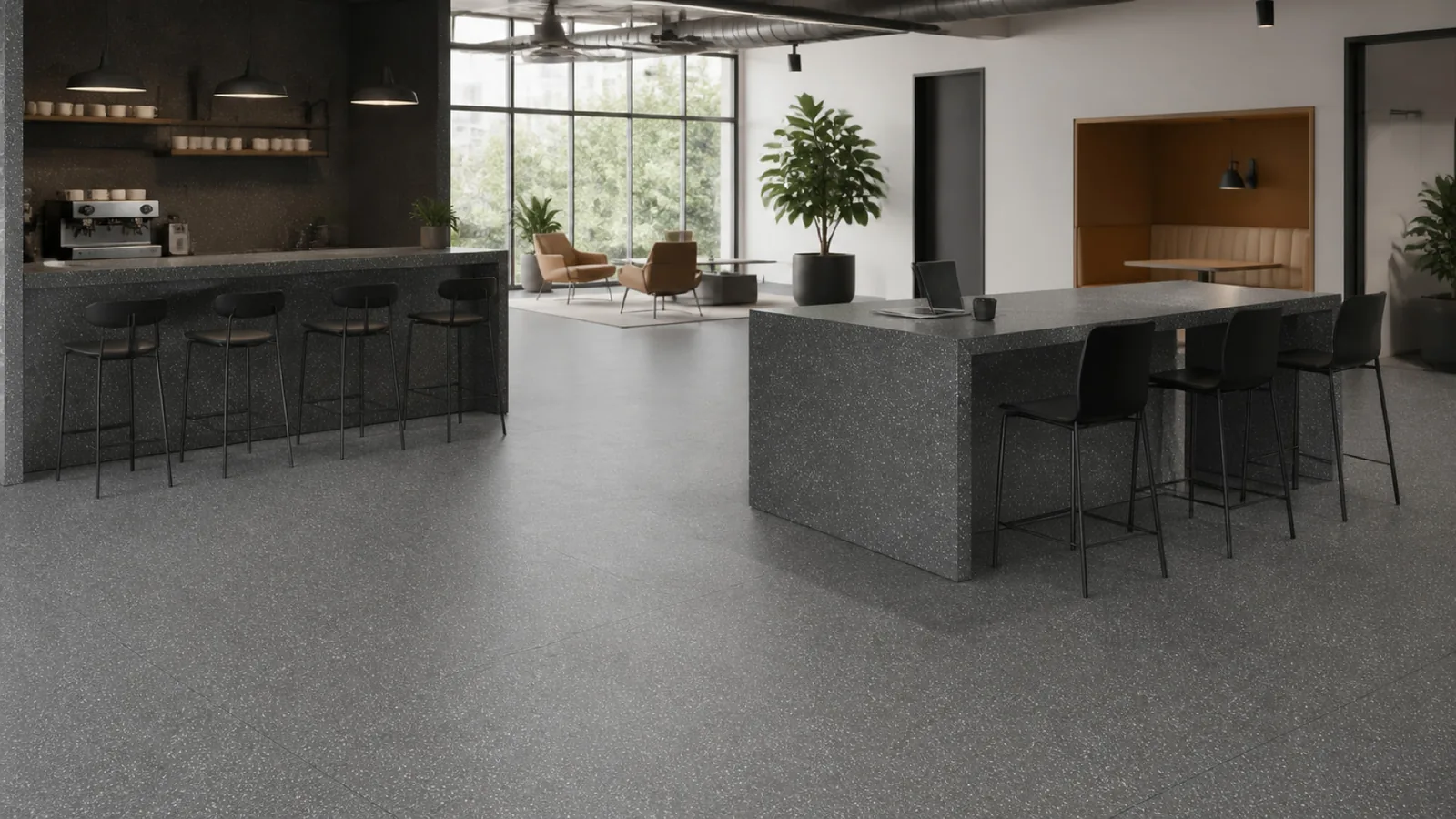 Black Charcoal Subtle Fine-Grain Sintered Stone Slab for Business Spaces thumbnail 5
