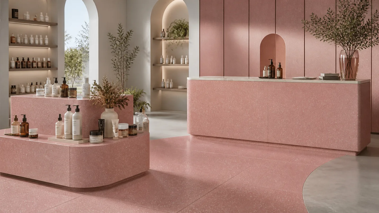 Rose Dusty Rose Fine-Speckled Sintered Stone Slab for Online Celebrity Stores thumbnail 3