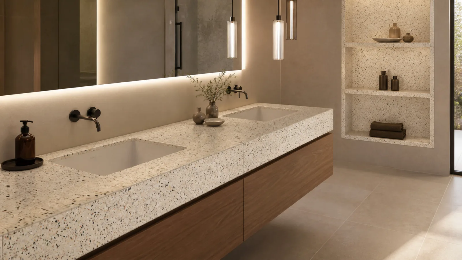 Beige Cream Multicolor-Speckled Sintered Stone Slab for Furniture Countertops thumbnail 4