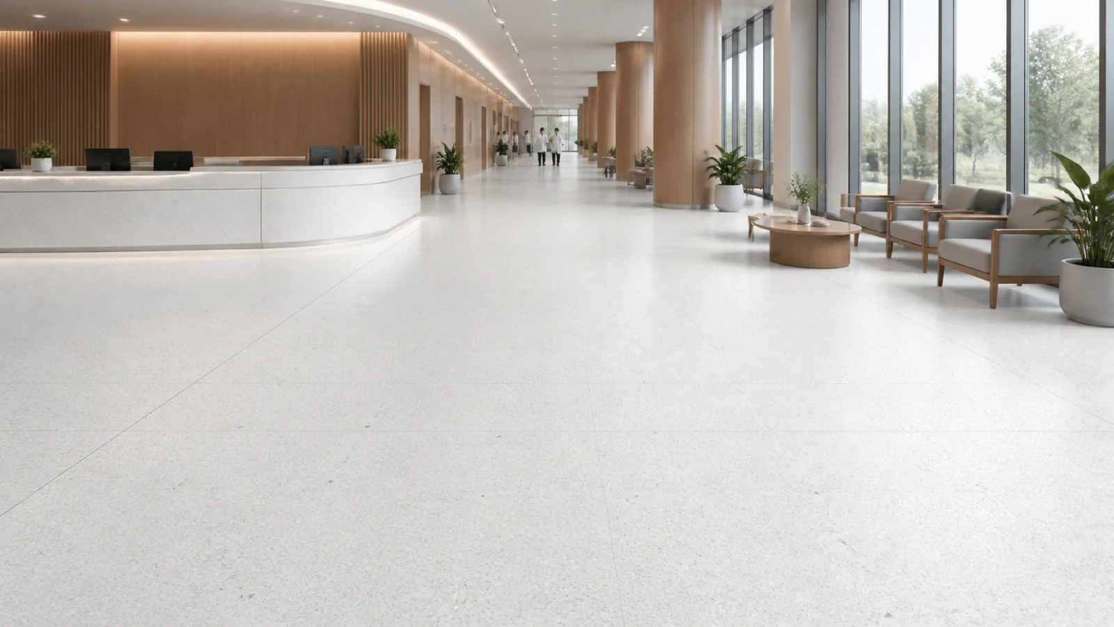 White Pearl White Fine-Grain Sintered Stone Slab for Hospitals and Schools thumbnail 3