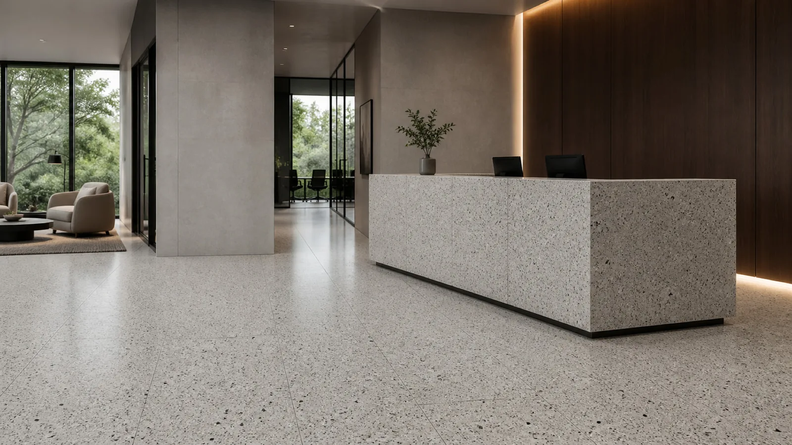 Grey Light Gray Dark-Speckled Sintered Stone Slab for Business Spaces thumbnail 3