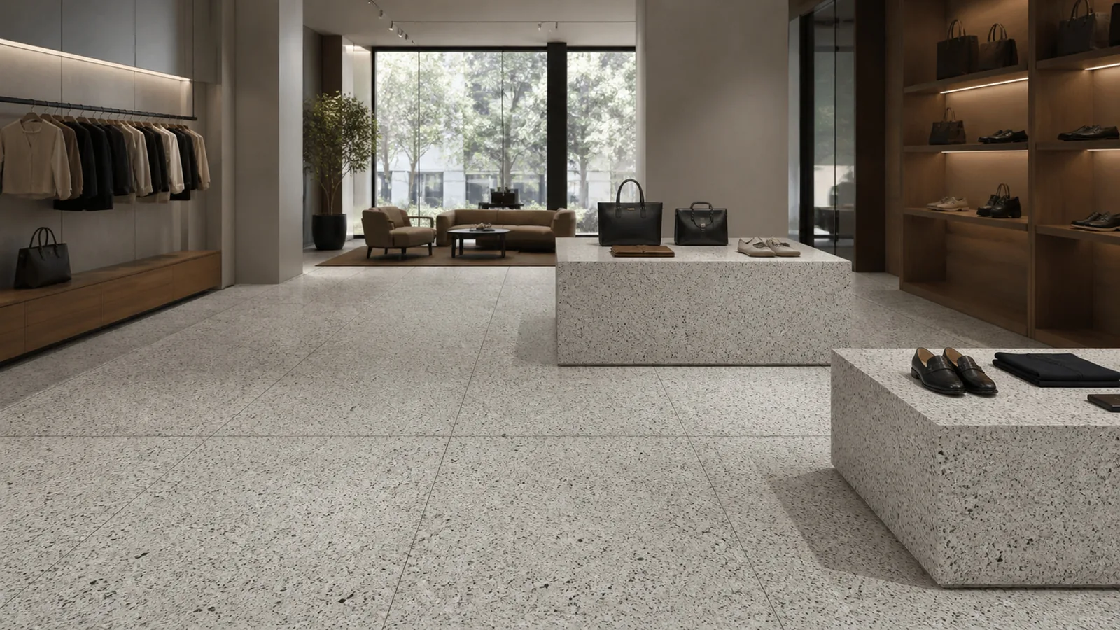 Grey Light Gray Dark-Speckled Sintered Stone Slab for Business Spaces thumbnail 4